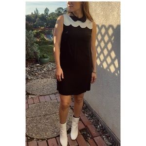 CeCe Black and White Scallop Dress